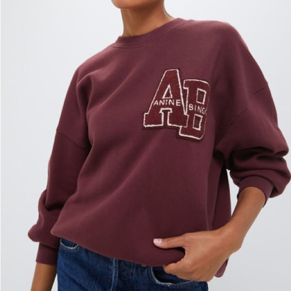 Sz Small Anine Bing Letterman Crewneck Sweatshirt